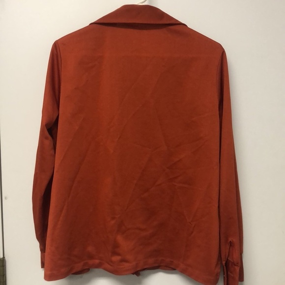 HANDMADE Burnt Orang Button Down Blouse T240 - Picture 4 of 4